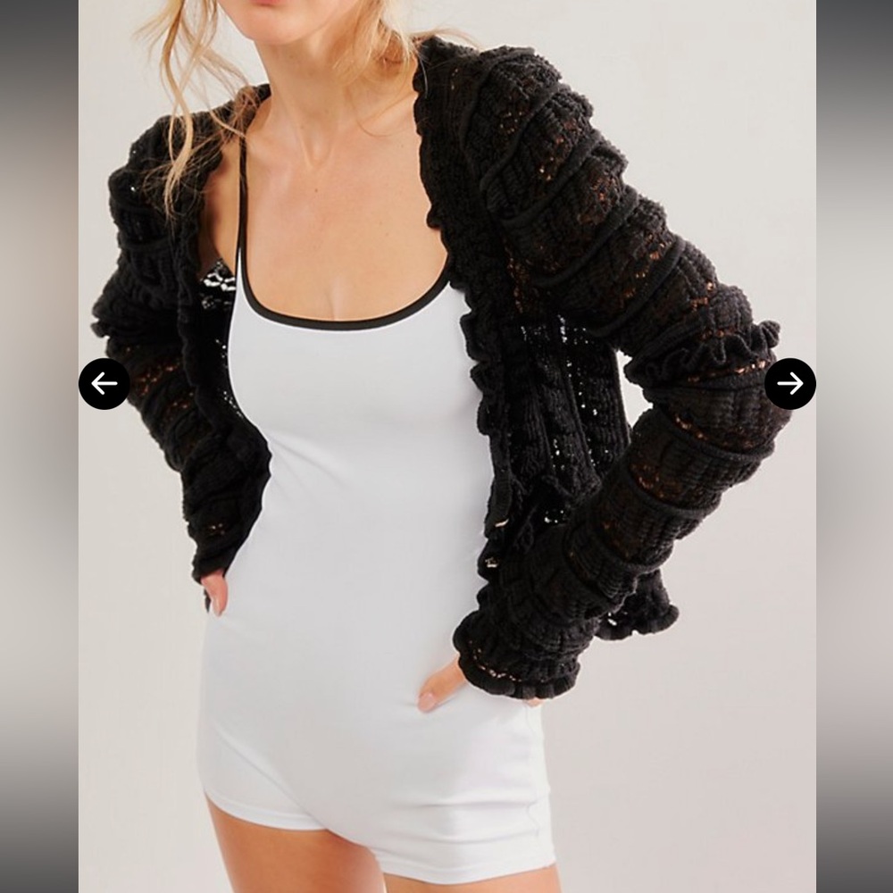 Free People White Romper with Black Trim